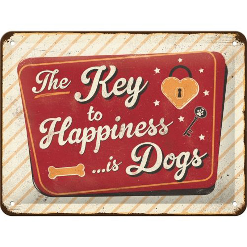 Nostalgic-Art Small Dogs Key to Happiness Sign (15x20cm)