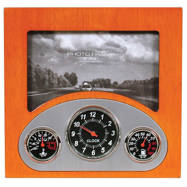 Retro Dashboard Clock and Frame (Cherrywood)