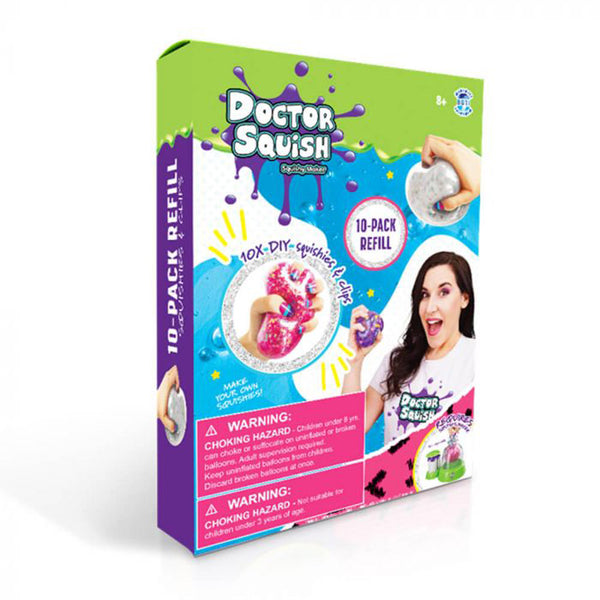 Doctor Squish 10-Pack Refill (Squishies & Clips)