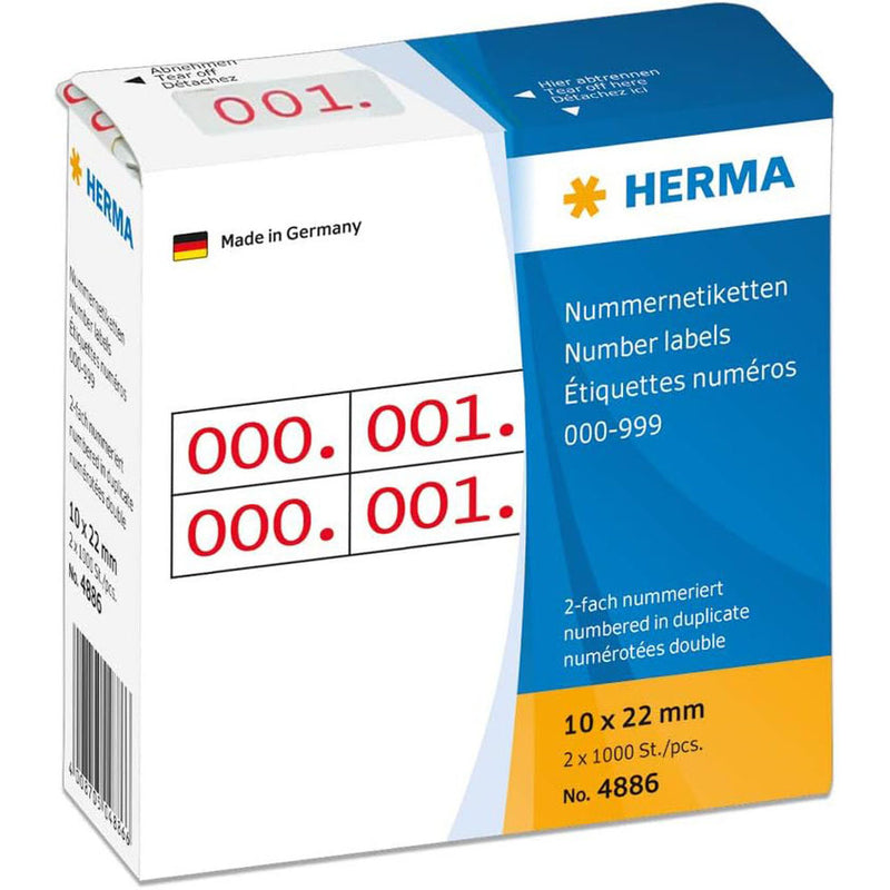 Herma Adhesive Number Labels (10x22mm)