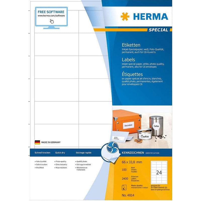 Herma Inkjet Labels A4 100pc (White)