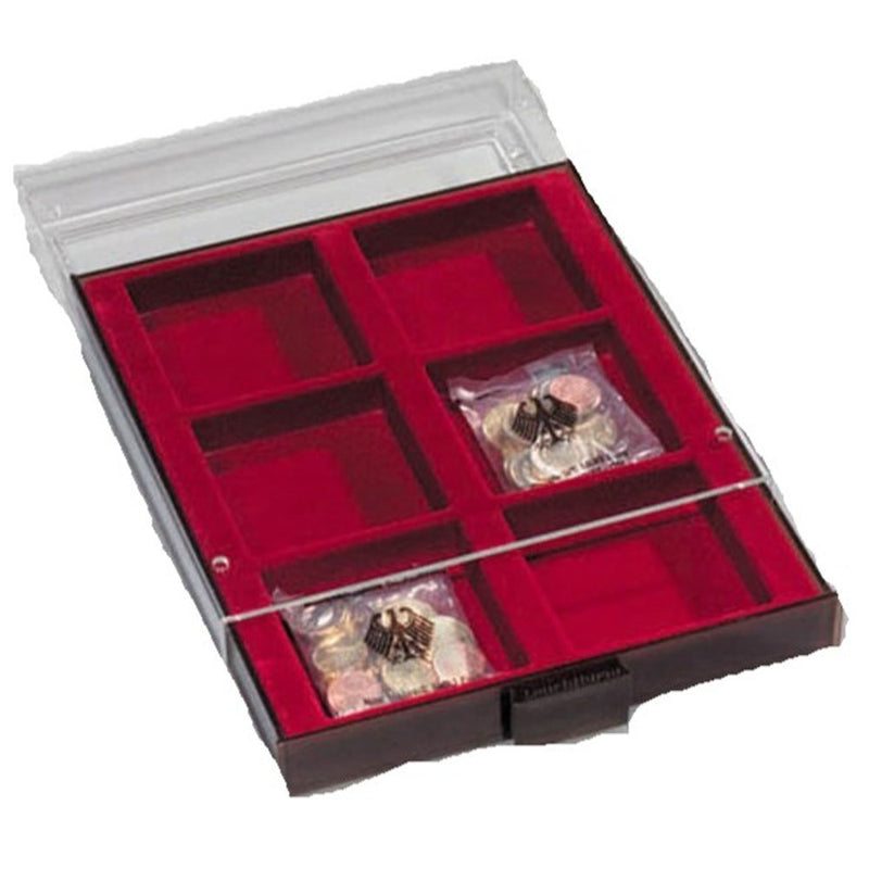 Leuchtturm 6 Square-Spaced Coin Box (Smoke/Red)