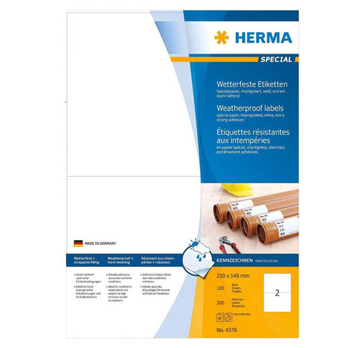 Herma Impregnated Labels A4 100pc (White)