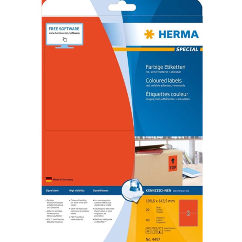 Herma Removable Colored Labels A4 20pc (199.6x143.5mm)