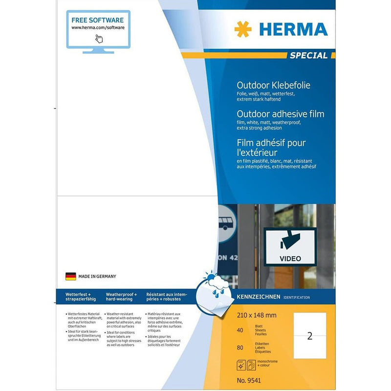 Herma Outdoor Film Labels A4 40pc (White)