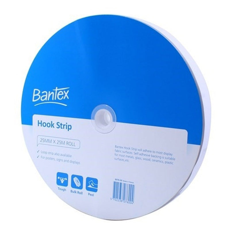 Bantex Hook Strip Roll 25mmx25m (White)