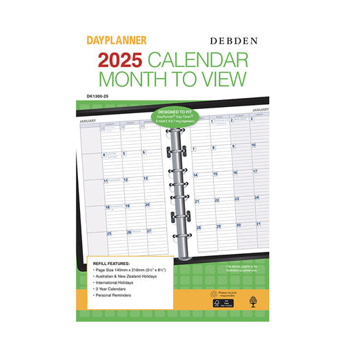 Debden 7-Ring MTV 2025 Dayplanner Refill