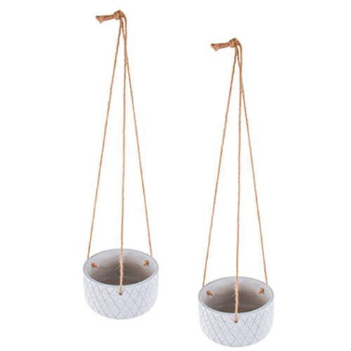 Destiny Hanging Concrete Pot Planter (White)