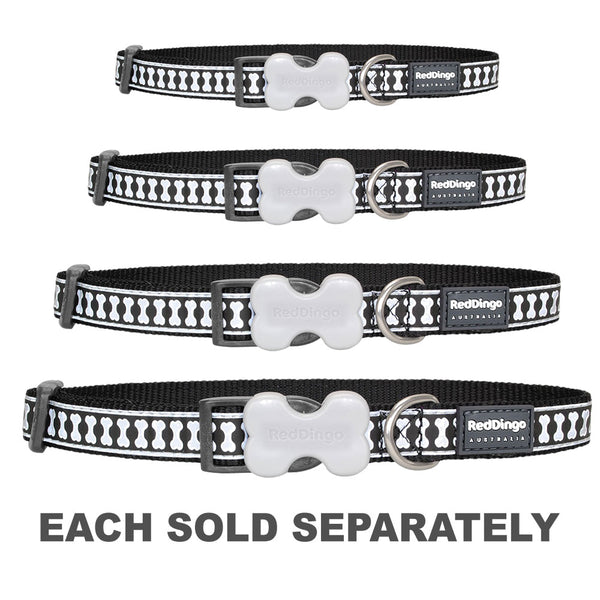 Dog Collar with Reflective Bones Design (Black)