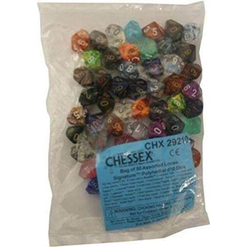 D10 Dice Assorted Loose Polyhedral (50 Dice)