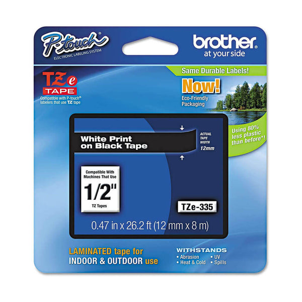 Brother P-touch Tape Label White on Black (12mmx8m)