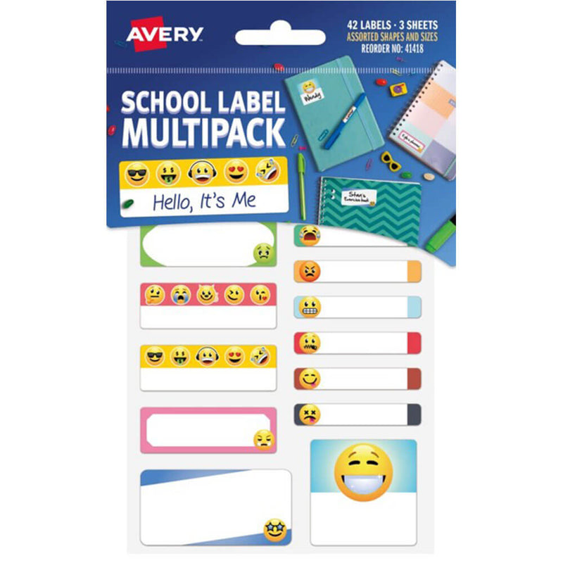 Avery Kids Durable Hello It's Me Emoji Labels (42pcs)