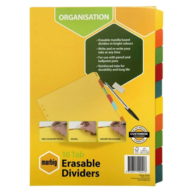 Marbig Manilla Erasable Dividers (A4)